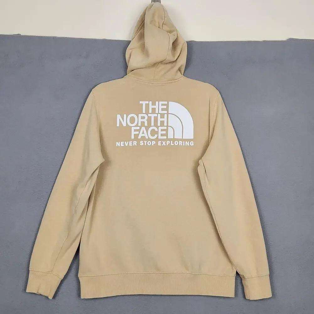 North Face Never Stop Exploring Hoodie Mens Large Beige Pullover Fleece A7R9H